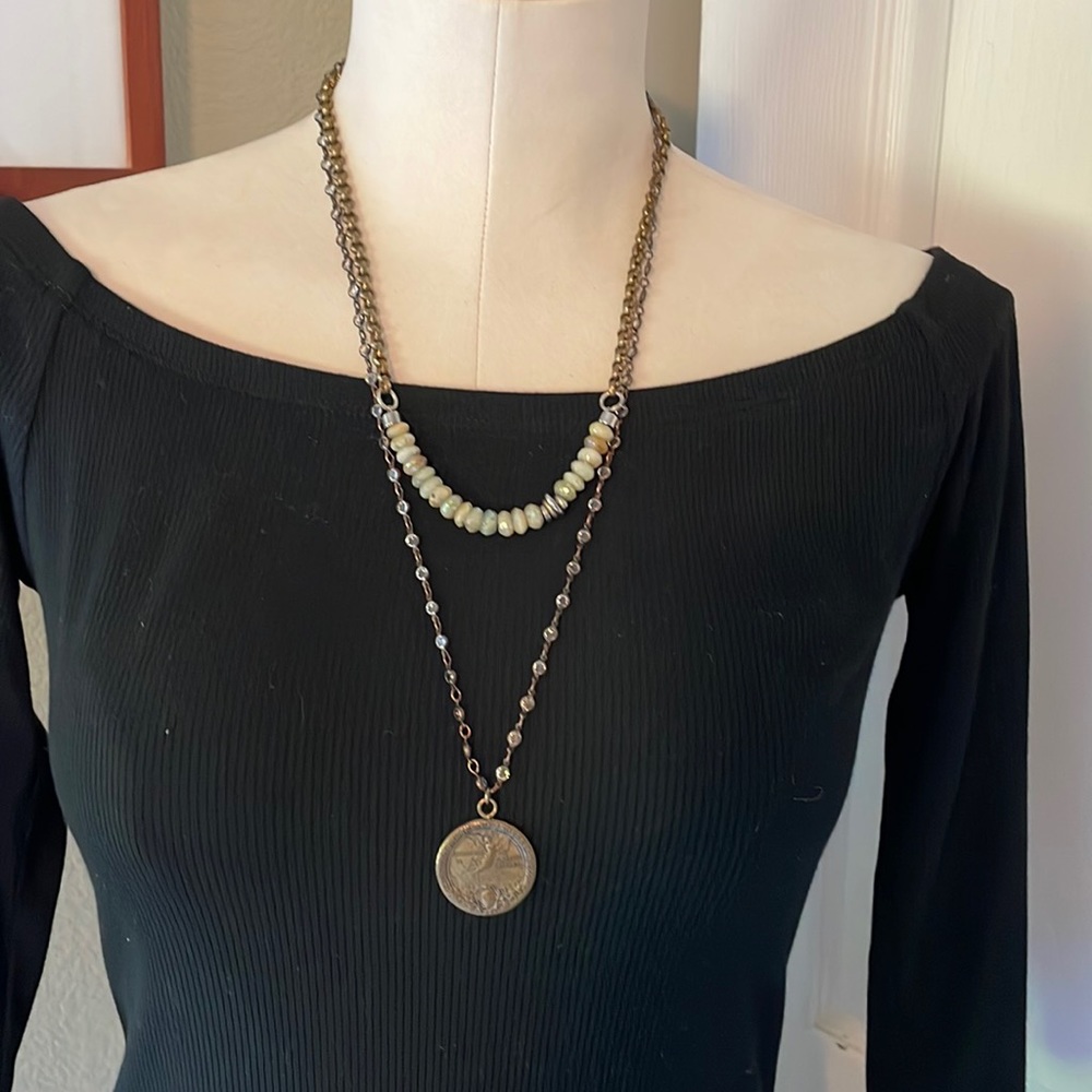 2 costume necklaces brass & silver
